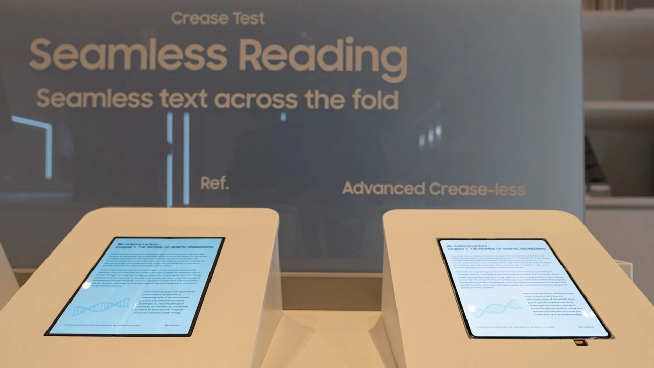 اولین نمایشگر تاشو بدون چینخوردگی سامسونگ بهنمایش درآمد رونمایی سامسونگ از نخستین پنل تاشو بدون چینخوردگی در CES 2026
