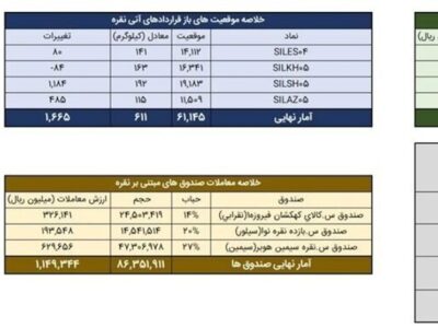 معامله 744 کیلوگرم شمش نقره در بورس کالا